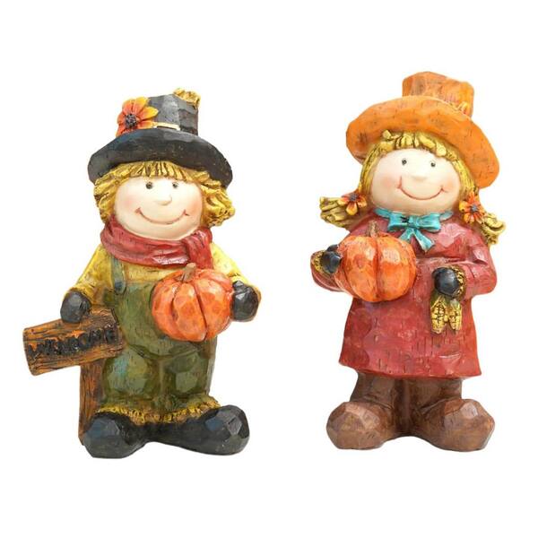 2-Pack Fall Gnome Figurines: Resin Harvest Statues with Pumpkin for ...