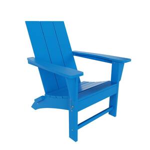 Shoreside Pacific Blue Modern Folding Plastic Adirondack Chair