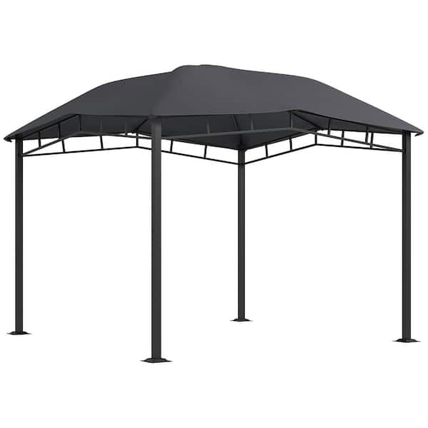9.8 ft. W x 9.8 ft. L Soft Top Patio Gazebo Outdoor Canopy with Unique Geometric Design Roof, All-Weather Steel Frame