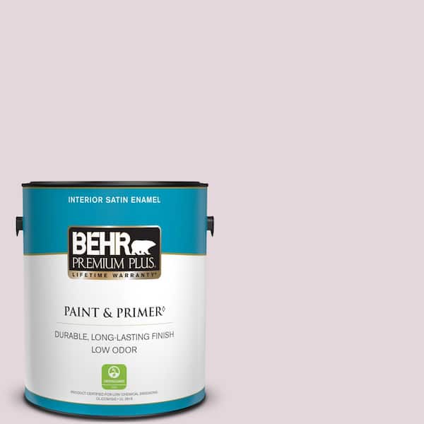 BEHR PREMIUM PLUS 1 gal. #S110-1 Secret Scent Satin Enamel Low Odor Interior Paint & Primer