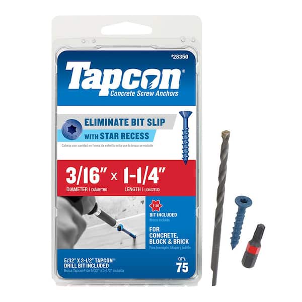 Tapcon 3/16 in. x 1-1/4 in. Star Flat-Head Concrete Anchors (75-Pack)