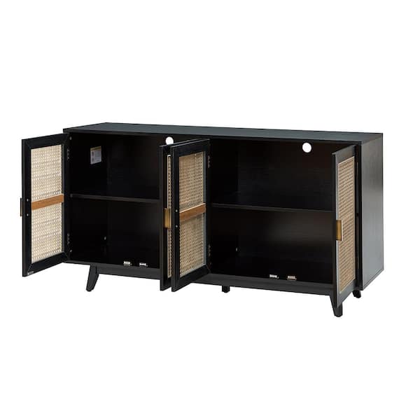 JAYDEN CREATION Buthrotos 56.8 in. W Black TV Stand for TVs JAYDEN CREATION Buthrotos 56.8 in. W Black TV Stand for TVs