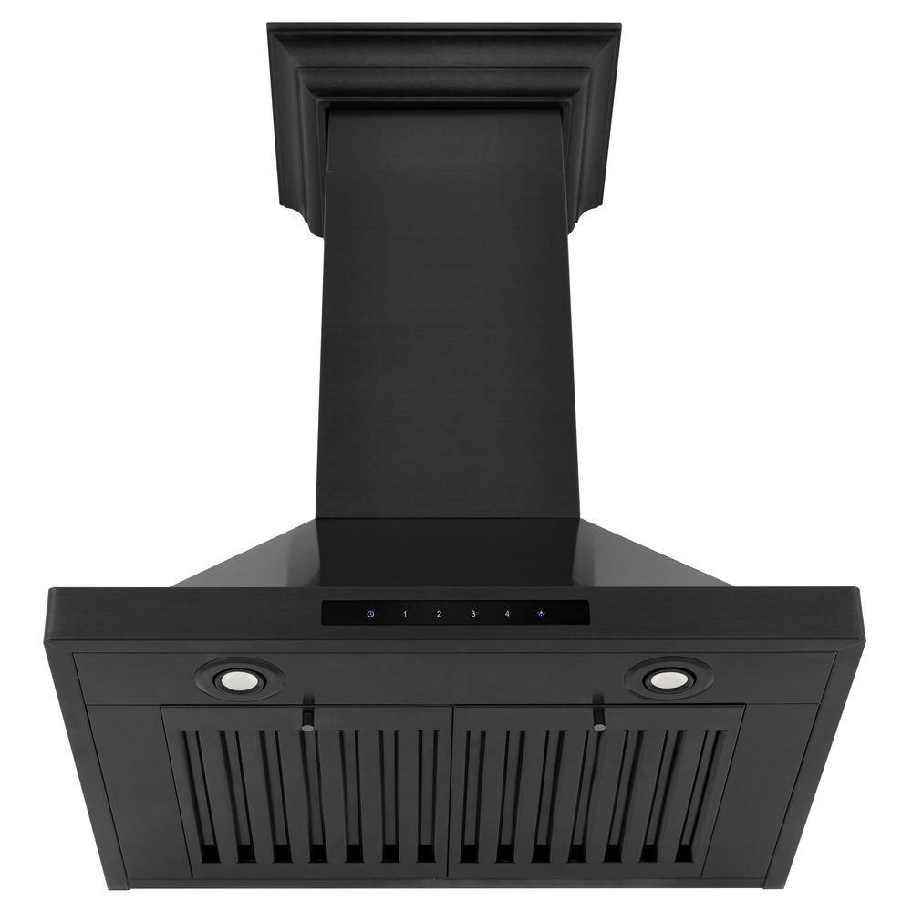 24" Black Stainless Steel Convertible Wall Mount Range Hood