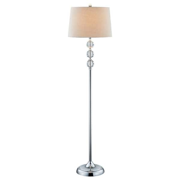 Maxax Montgomery 61 in. Chrome and Clear Floor Lamp with Crystal