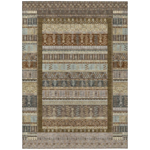 Chantille Machine Washable Indoor/Outdoor Abstract ACN2160 Brown 10 ft. x 14 ft. Area Rug