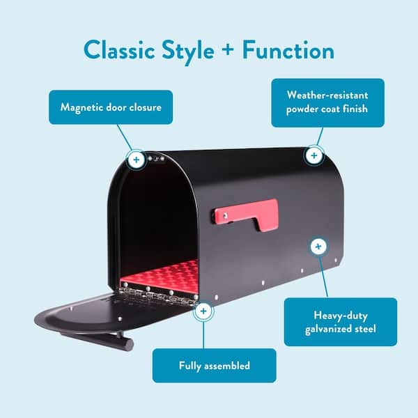 Sequoia Black, Large, Steel, Heavy Duty Post Mount Mailbox