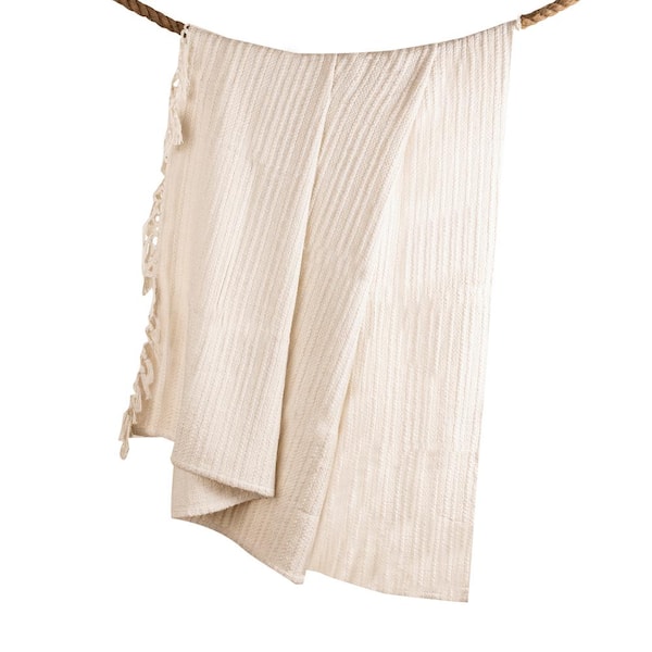 GAURI KOHLI Dorset Ivory Throw Blanket, 50 in. x 60 in.