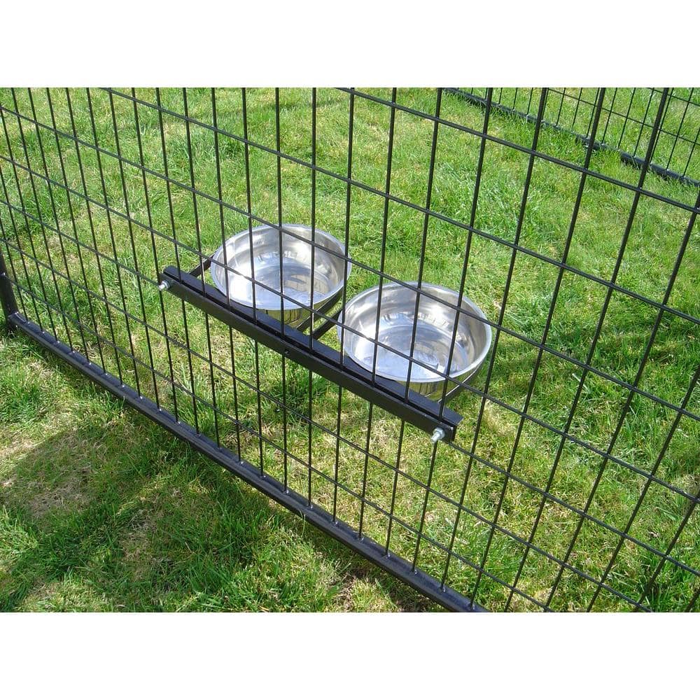 Elevated Stainless Steel Double Pet Bowl System for Outdoor Kennels