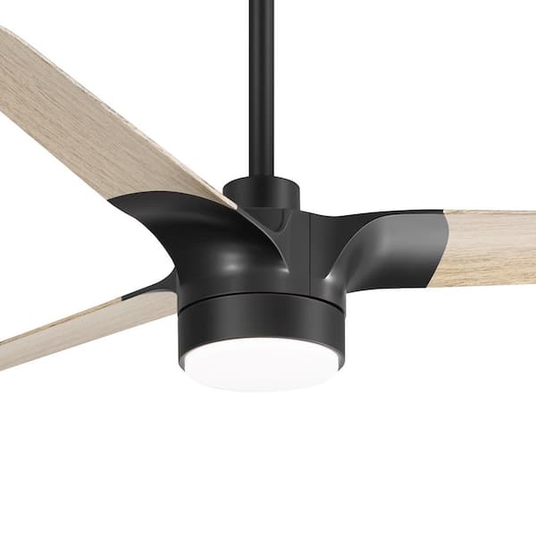 Malli 52 in. Indoor Black Propeller Ceiling Fan with Integrated LED Light, Reversible Blades and Remote Included