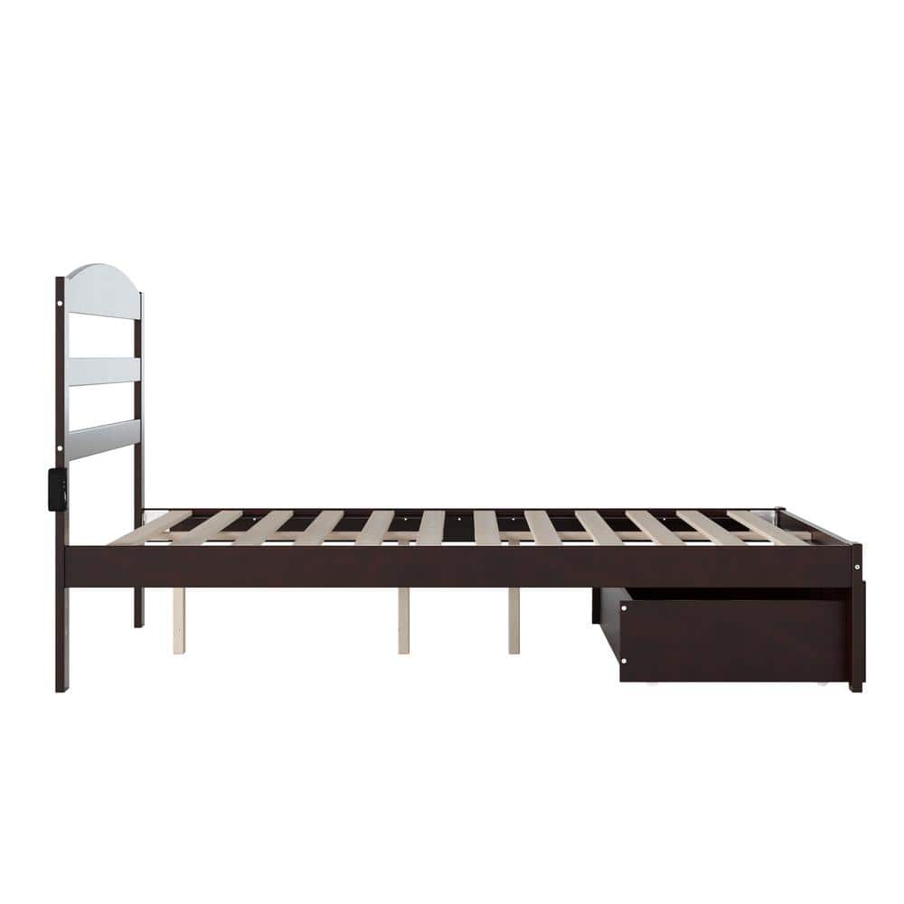Espresso Warren Full Platform Bed with Sleek Foot Drawer