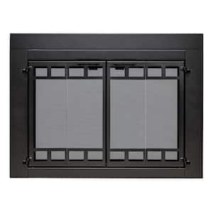 Uniflame Medium Connor Black Bi-fold style Fireplace Doors with Smoke Tempered Glass