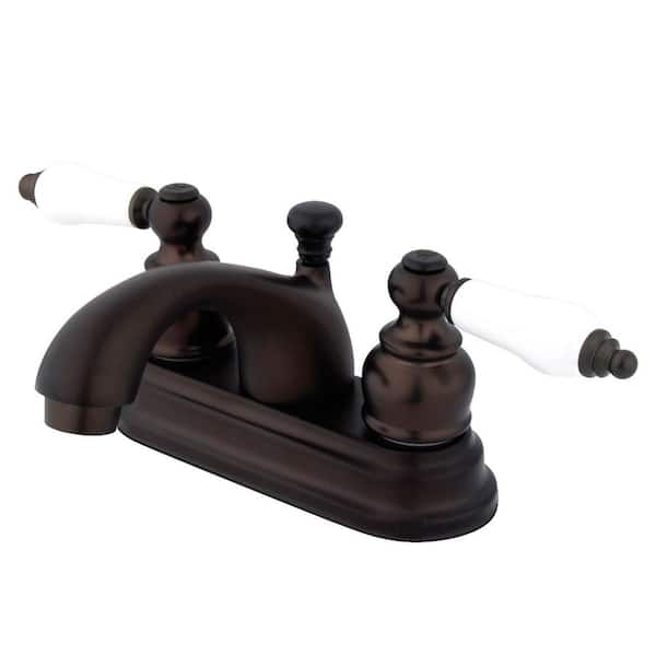 Kingston Brass Vintage 4 in. Centerset 2-Handle Bathroom Faucet with Plastic Pop-Up in Oil Rubbed Bronze