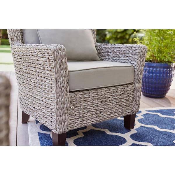 Havenside Home Bocabec Modern Fabric Outdoor Patio Armless Chair - Light Gray White