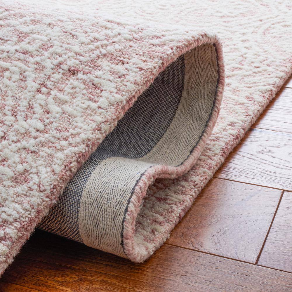 Ivory and Pink Floral Hand-Tufted Wool Area Rug