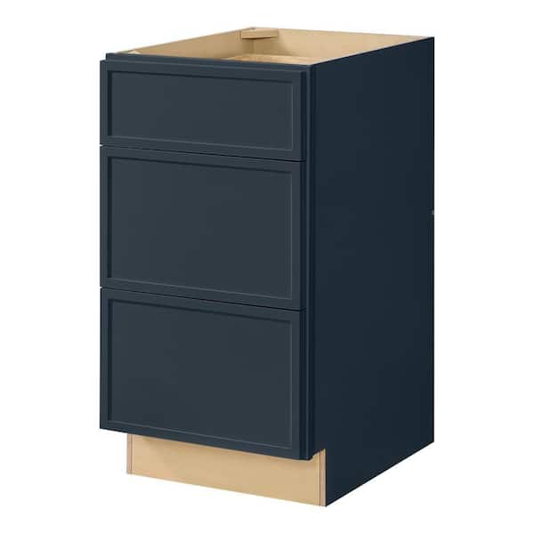 Leyton 18 in. W x 24 in. D x 34.5 in. H Ready to Assemble Plywood Slim Shaker Drawer Base Kitchen Cabinet in Ink Blue