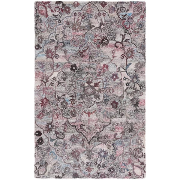 Anatolia 6 ft. x 9 ft. Brown/Pink Medallion Floral Area Rug
