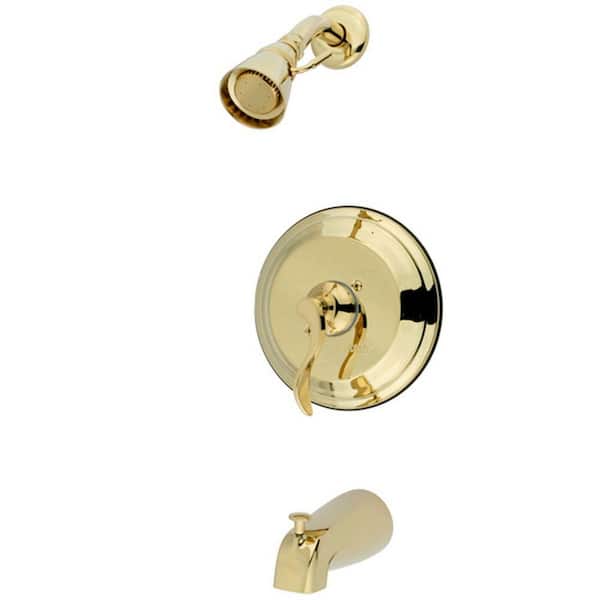 Kingston Brass French Single-Handle 5-Spray Tub and Shower Faucet in Polished Brass (Valve Included)