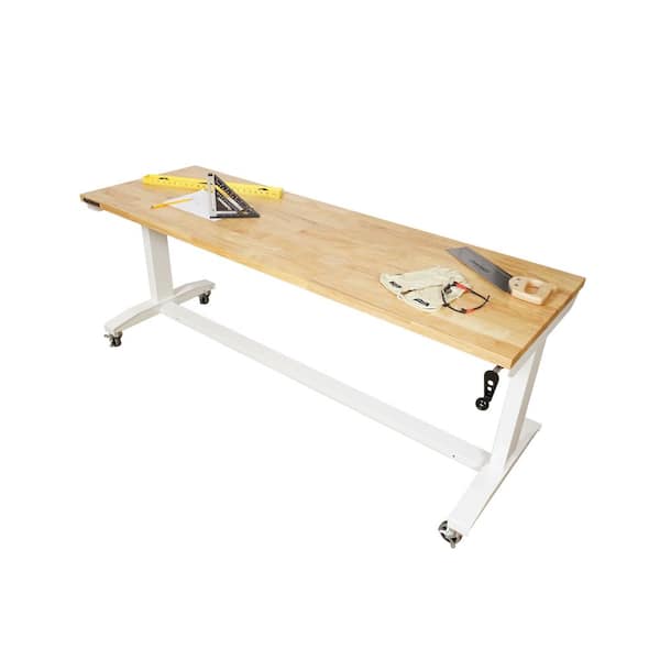 Husky 72 in. W White Adjustable Height Worktable HOLT72XDBJ2 - The