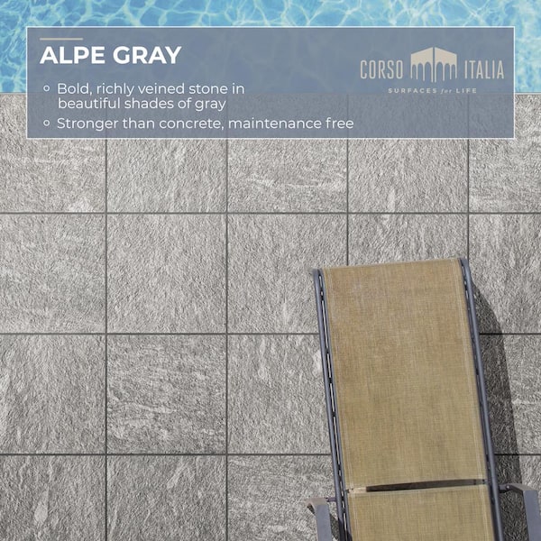 Corso Italia Sample - Alpe Gray 6 in. x 6 in. x 0.75 in. Quartzite Stone Look Porcelain Paver