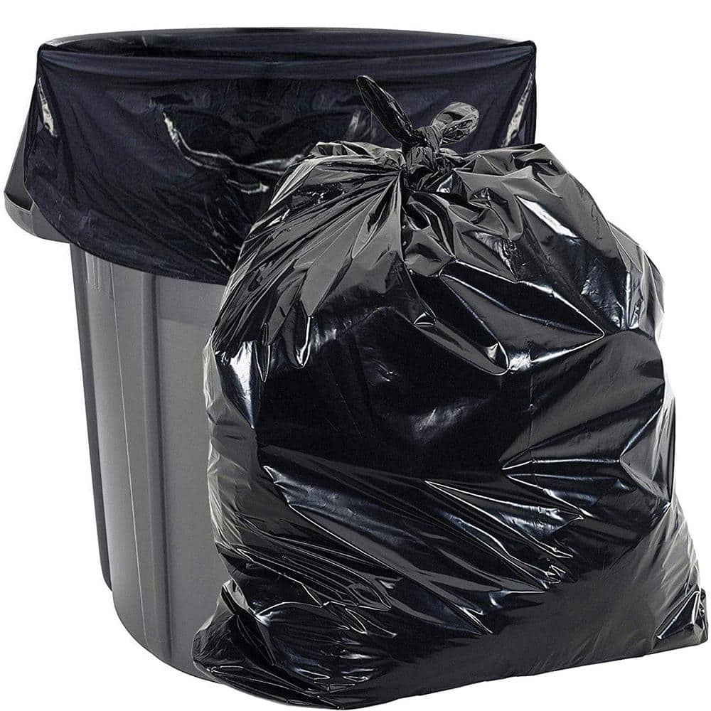 Trash Bags 45 Gallon, 100 Count w/Ties Large Black Garbage Bags, 40W x 46H