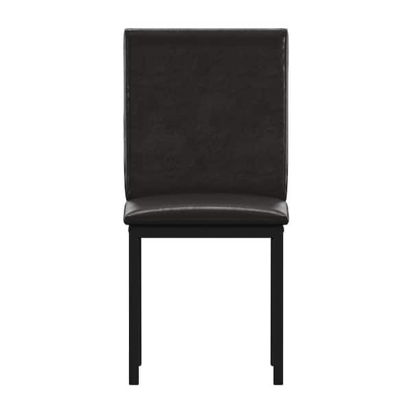 HomeSullivan Black Dark Brown Pu Side Chair (Set of 2)