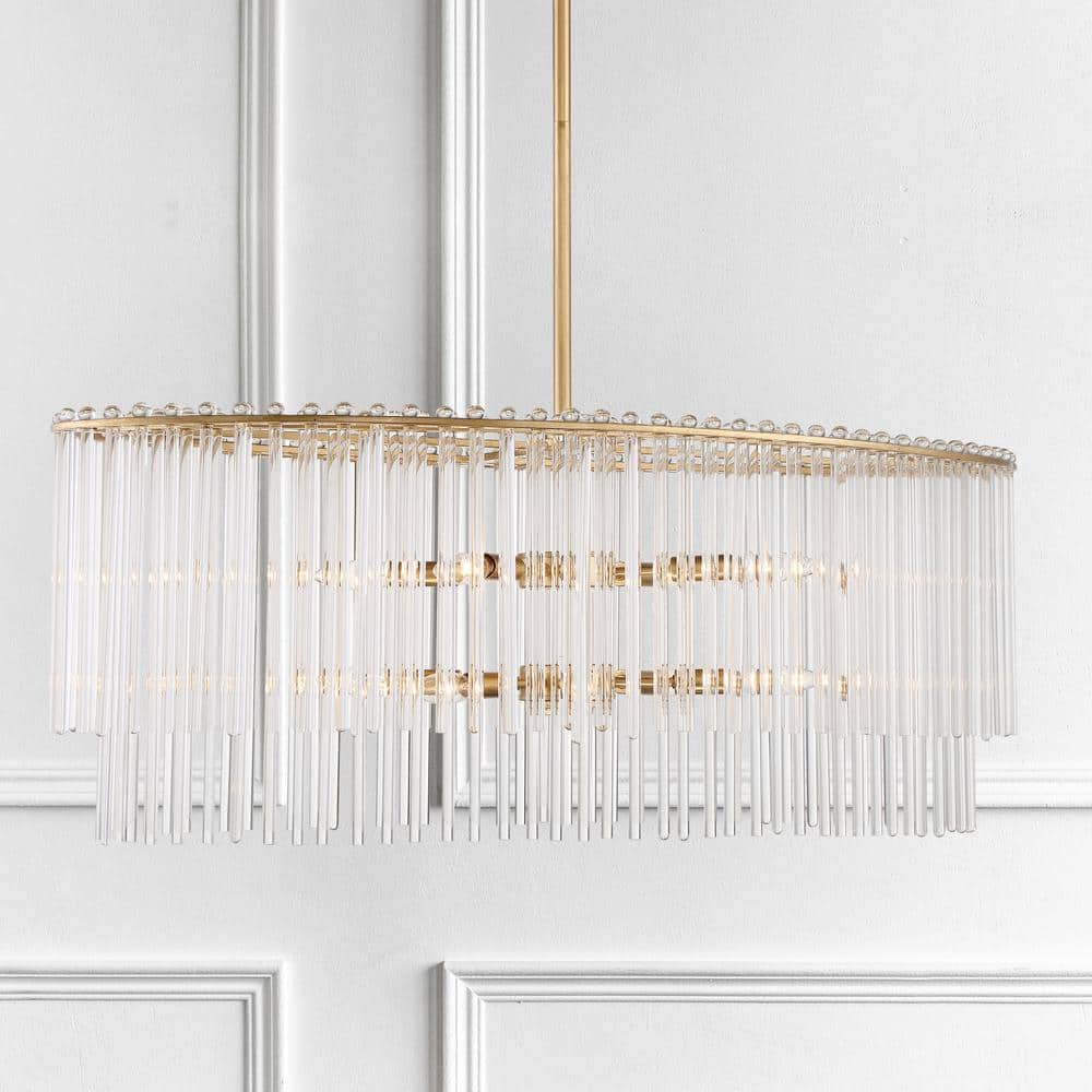 Antique Gold and Clear Glass 8-Light Candle Chandelier
