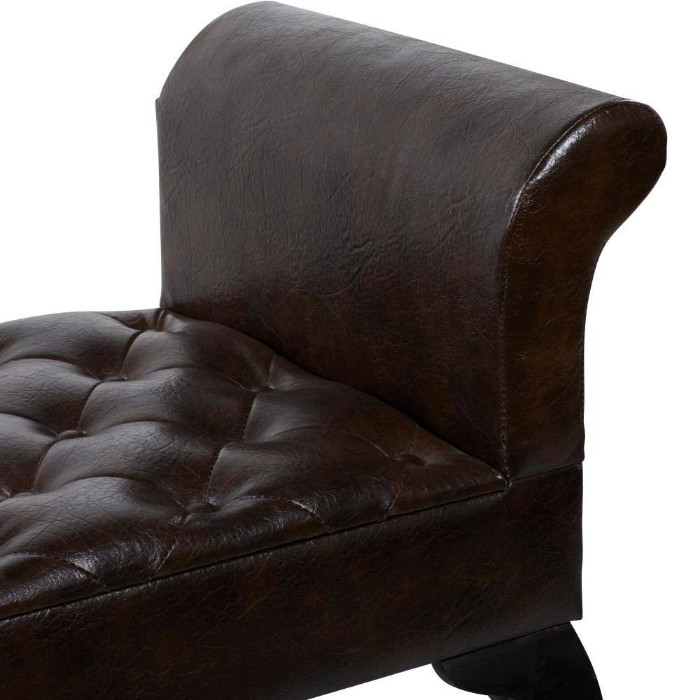 Modern 53'' Walnut Brown Leather and Wood Entryway Bench