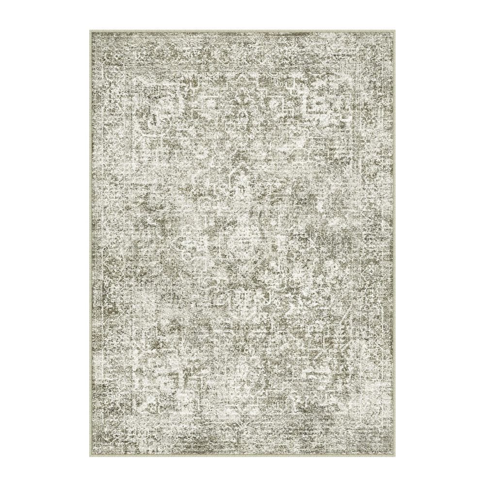 HaiiMeid Lambert 6 ft. X 9 ft. Taupe Vintage Washable Medallion
