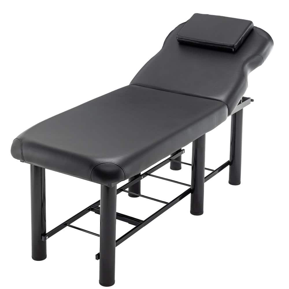 Black Backrest Adjustable Massage Table with Removable Headrest, Bottom She