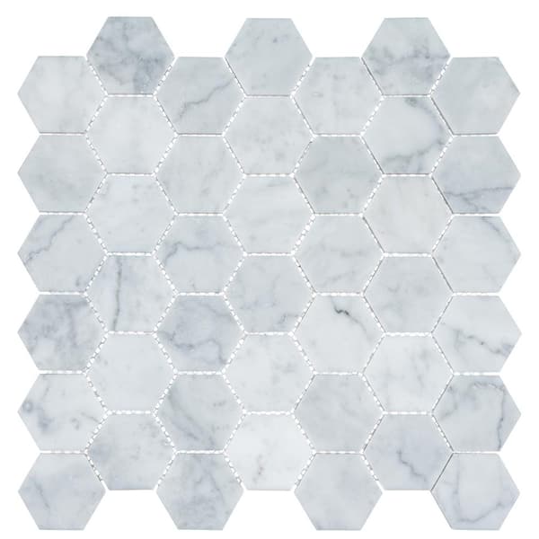 ANDOVA Channing Duv Hex Matte Gray 12 in. x 12 in. Geometric Smooth Natural Stone Mosaic Wall & Floor Tile (4.85 sq. ft./Case)