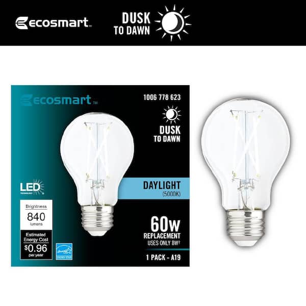 60-Watt Equivalent A-Style Dimmable LED Light Bulb with Daylight Color Temperature D2D (1-Pack)