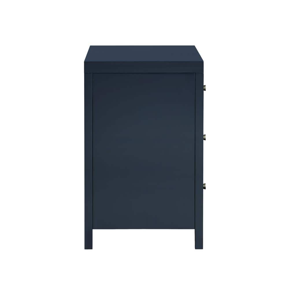 Nolan Midnight Blue 3-Drawer Wood Nightstand