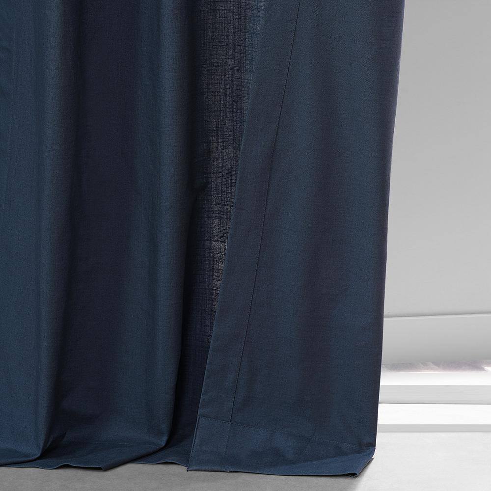 Noble Navy Cotton Light-Filtering Rod Pocket Curtains, 50W x 96L