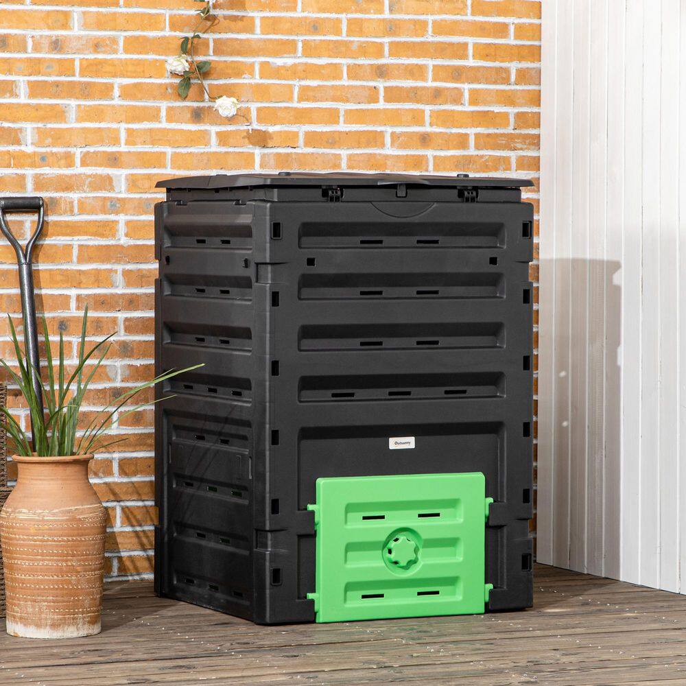 120 Gallon (450L) Outdoor Garden Composter w/80 Vents and 2 Sliding ...