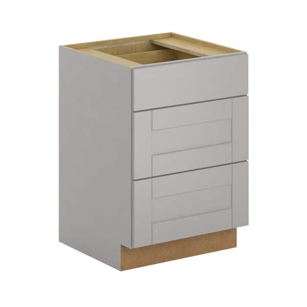 Hampton Bay Princeton Shaker Assembled 24x34.5x24 in. Base Cabinet with Soft Close Drawer in Warm Gray