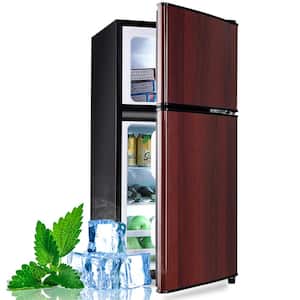 3.5 cu. ft. Compact Refrigerator Mini Fridge in Wood with Freezer Small Refrigerator with 2 Door
