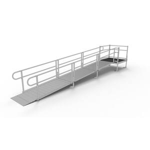 PATHWAY 18 ft. Straight Aluminum Wheelchair Ramp Kit with Solid Surface Tread, 2-Line Handrails and 4 ft. Top Platform