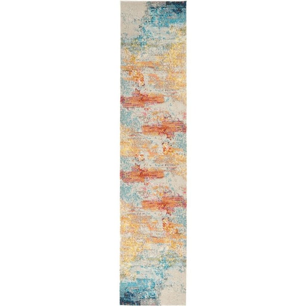 Celestial Sealife Multicolor 2 ft. x 6 ft. Abstract Modern Kitchen Runner Area Rug