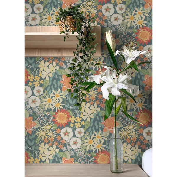 Teal Blue Sadie Peel and Stick Wallpaper