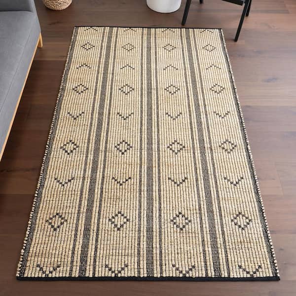 Aubriella Striped Jute Area Natural 5 ft. x 8 ft. Indoor Area Rug