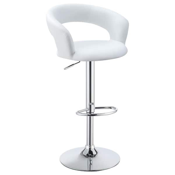 Coaster Upholstered Bar Stool with Adjustable Height White and Chrome