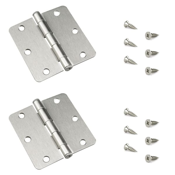 3-1/2 in. x 3-1/2 in. Brushed Nickel Full Mortise Butt Hinge with Removable Pin (2-Pack)