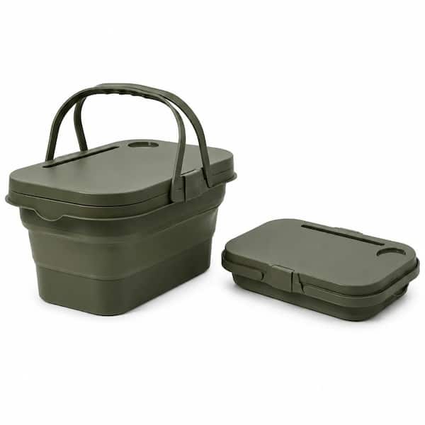 Collapsible Picnic Basket with Lid BPA-Free Food-Grade PP and TPE Foldable Storage Container