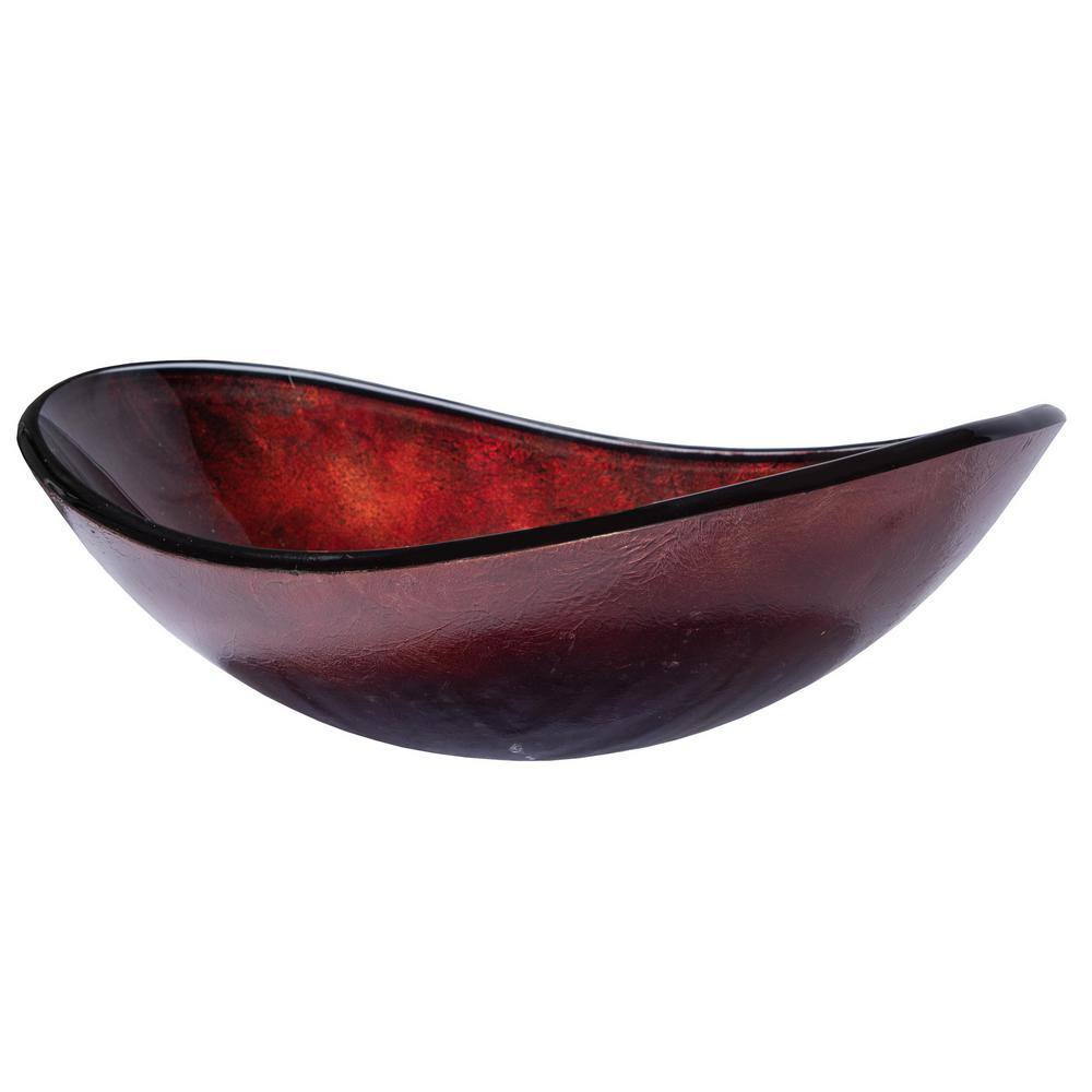 Red Copper Textured Glass Oval Vessel Sink