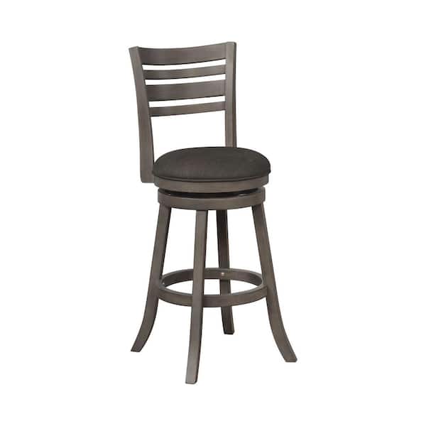 Powell Company Rutledge Grey Wood Counter Stool with Grey Poly Linen Weave Seat