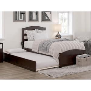 Warren, Solid Wood Platform Bed with Footboard and Twin Trundle, Twin, Espresso