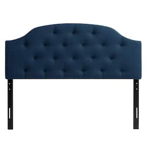 Calera Navy-Blue Double/Full Diamond Button Tufted Fabric Arched Panel Headboard