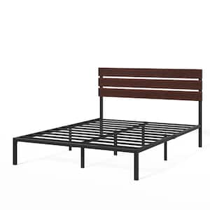 Figari 59.7 in. Coffee Bean Bamboo and Metal Queen Platform Bed Frame