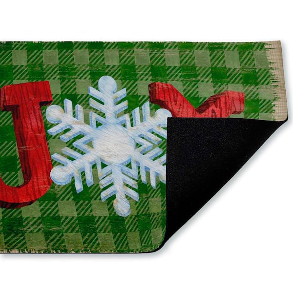 Carpentry Christmas Joy Green 18 in. x 30 in. Polyester Non-Slip Outdoor Door Mat