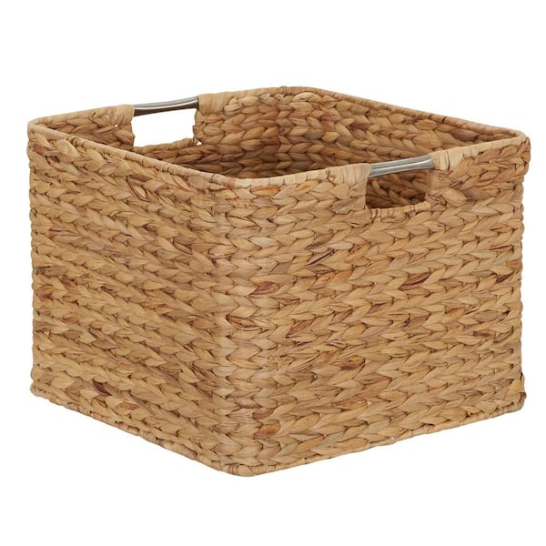 HOUSEHOLD ESSENTIALS Hyacinth 14.5 in. H x 14.5 in. W x 11 in D Wicker Basket with Metal Frame